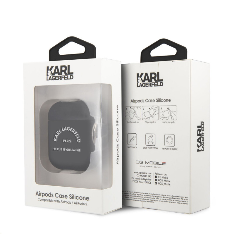 Калъф Karl Lagerfeld Rue St Guillaume Silicone Case за Airpods 1/2 - Черен