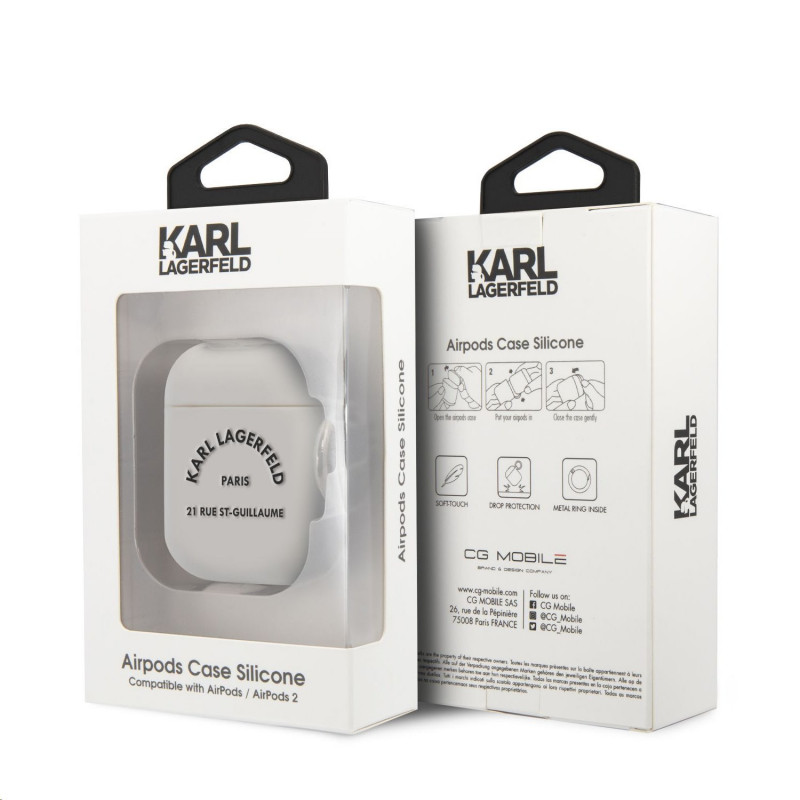 Калъф Karl Lagerfeld Rue St Guillaume Silicone Case за Airpods 1/2 - Бял