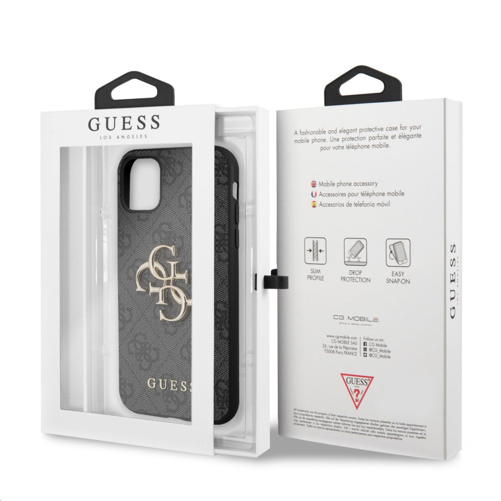 Гръб Guess PU 4G Metal Logo Case за iPhone 11 - Сив