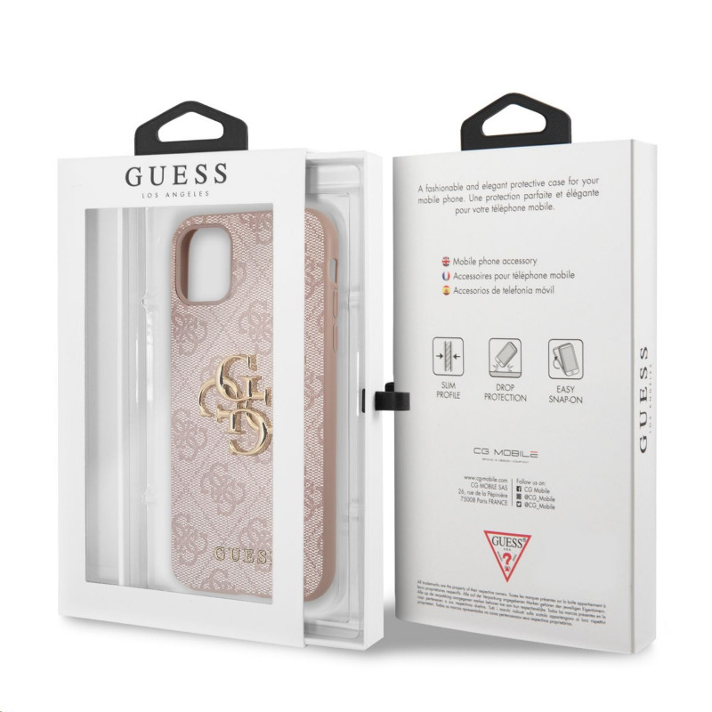 Гръб Guess PU 4G Metal Logo Case за iPhone 11  - Розов