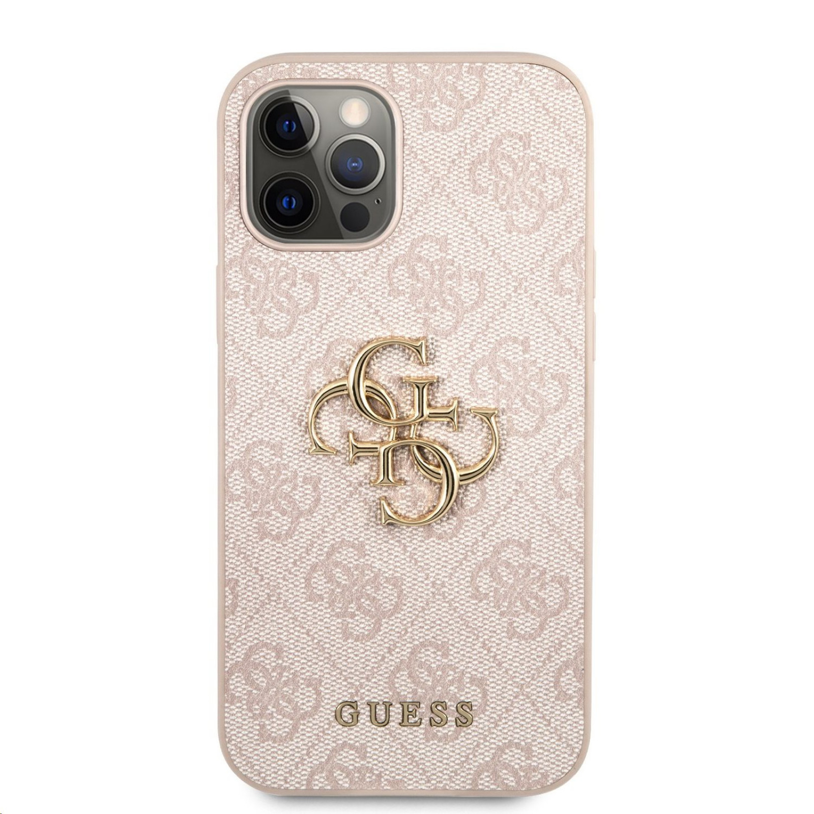 Гръб Guess PU 4G Metal Logo Case за iPhone 12/12 Pro  - Розов