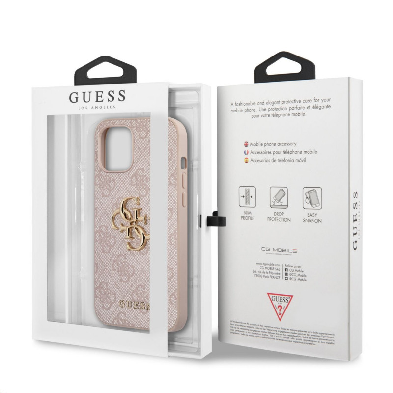 Гръб Guess PU 4G Metal Logo Case за iPhone 12 Pro Max  - Розов