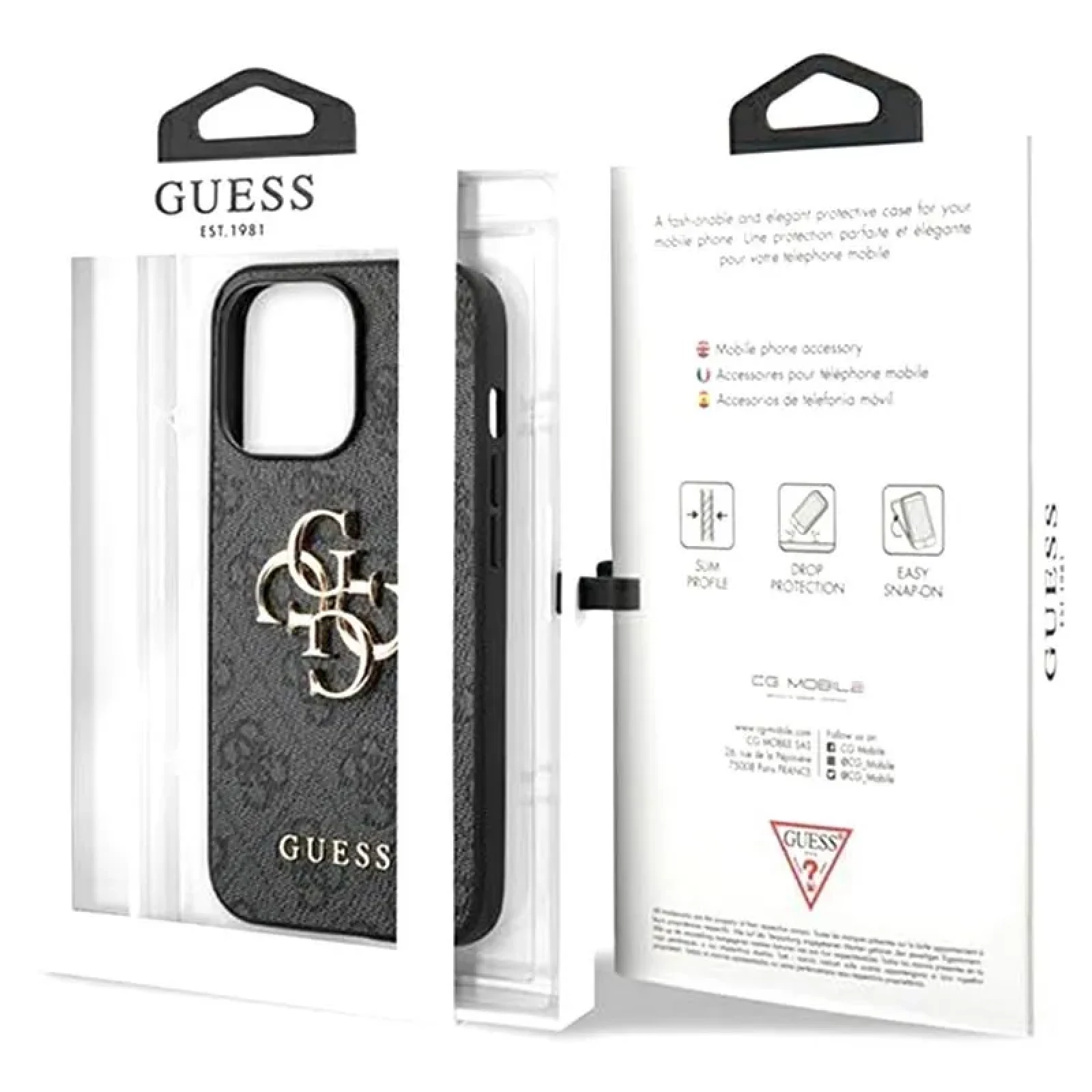 Гръб Guess за iPhone 13 Pro , PU, 4G Metal Logo Case, Сив