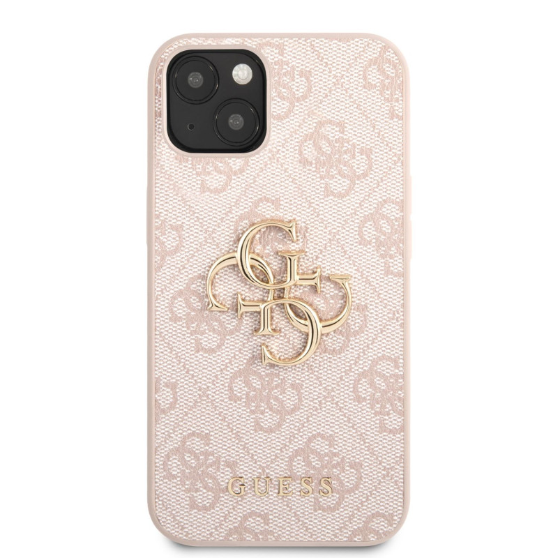 Гръб Guess PU 4G Metal Logo Case за iPhone 13 - Розов