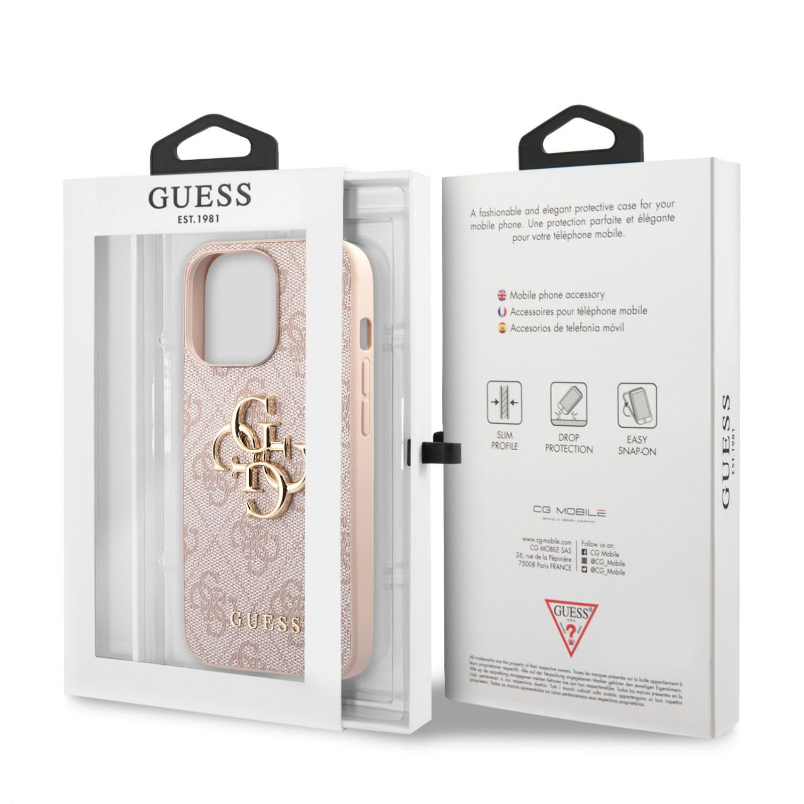 Гръб Guess PU 4G Metal Logo Case за iPhone 13 Pro - Розов