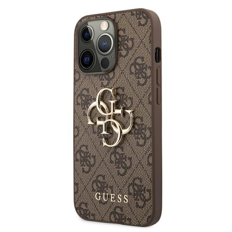 Гръб Guess PU 4G Metal Logo Case за iPhone 13 Pro Max - Кафяв