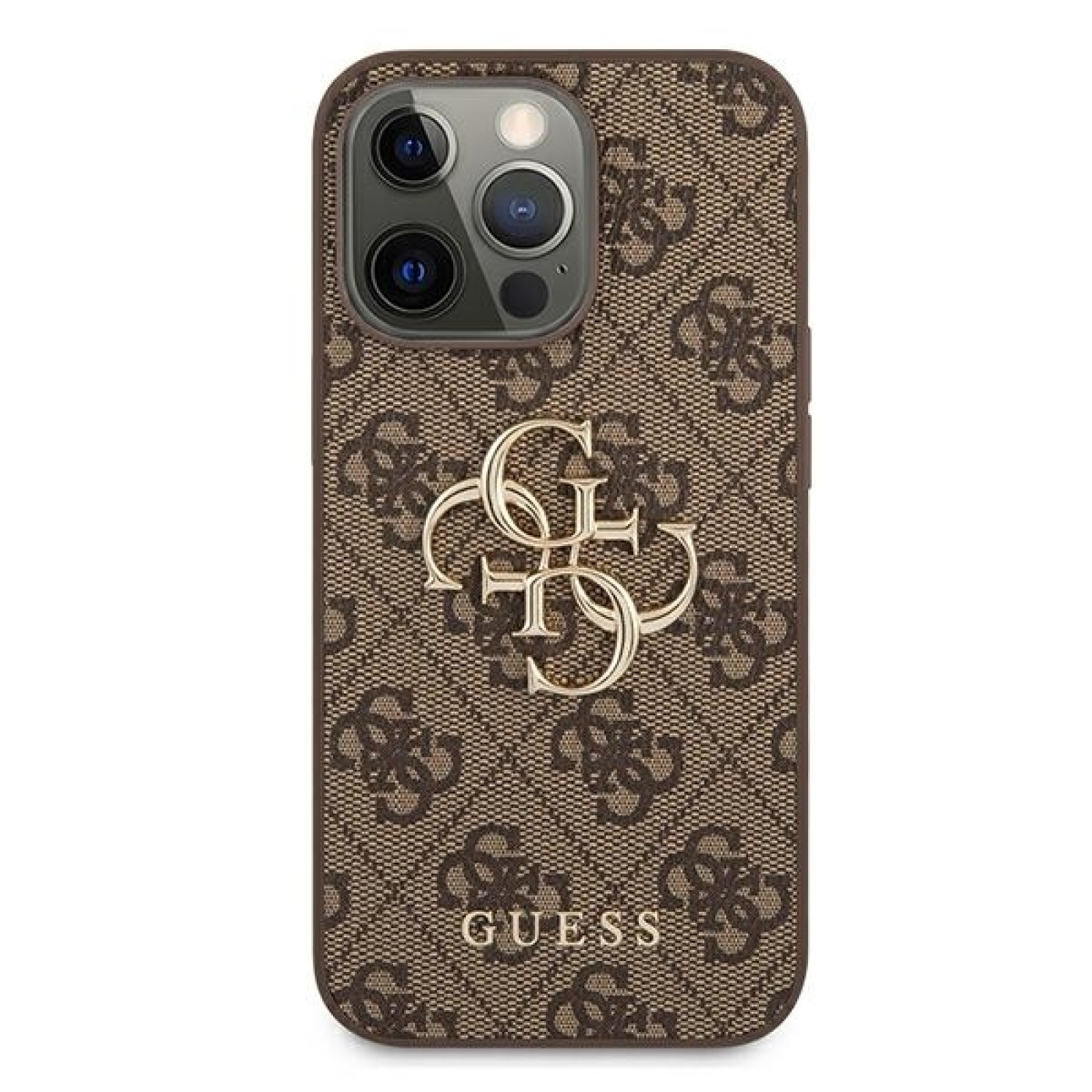 Гръб Guess PU 4G Metal Logo Case за iPhone 13 Pro Max - Кафяв