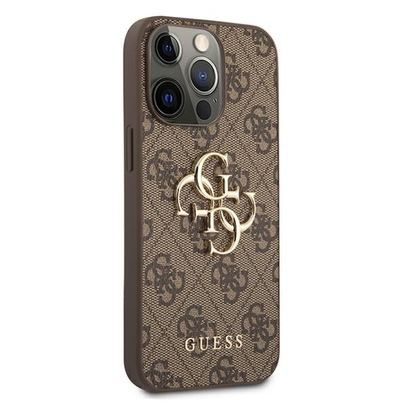 Гръб Guess PU 4G Metal Logo Case за iPhone 13 Pro Max - Кафяв