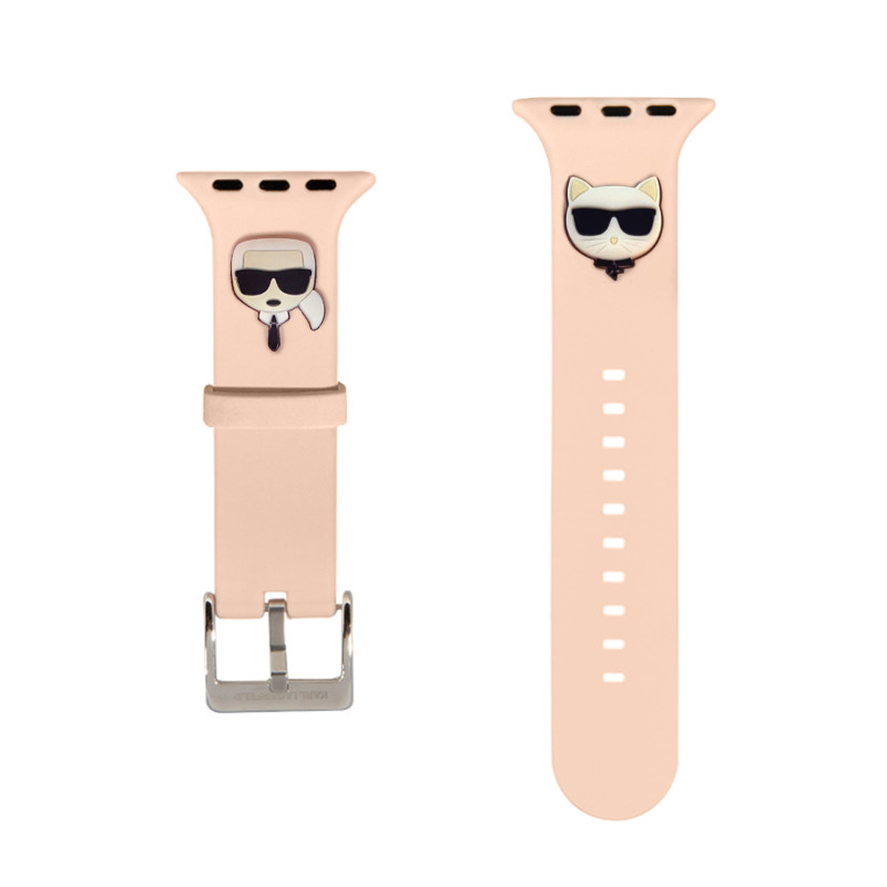Каишка за часовник Karl Lagerfeld Karl and Choupette Watch Strap за Apple Watch 42/44mm - Розова
