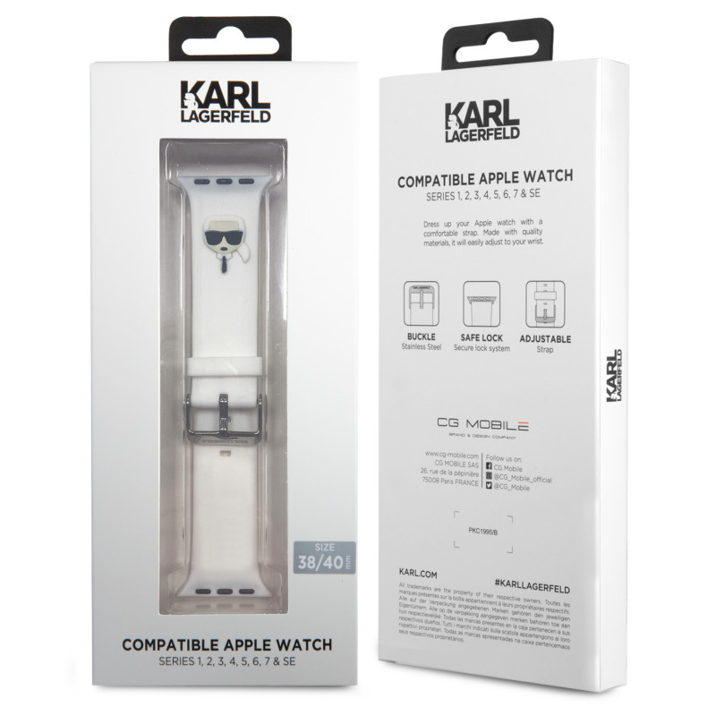Каишка за часовник Karl Lagerfeld Karl Head Watch Strap за Apple Watch 38/40mm  - Бяла