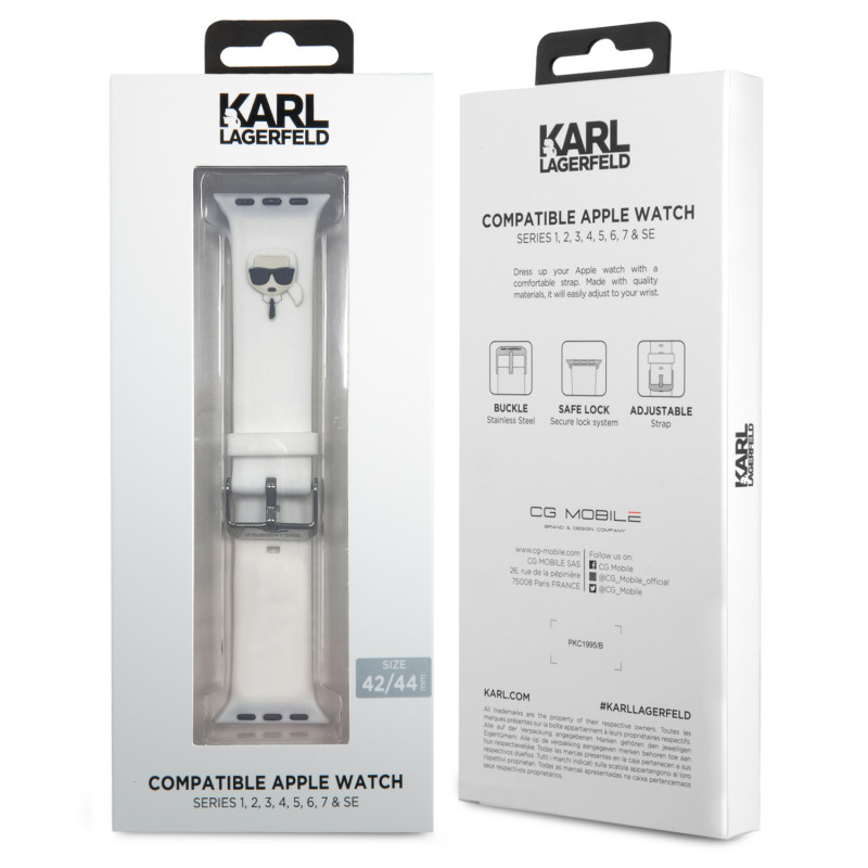 Каишка за часовник Karl Lagerfeld Karl Head Watch Strap за Apple Watch 42/44mm  - Бяла