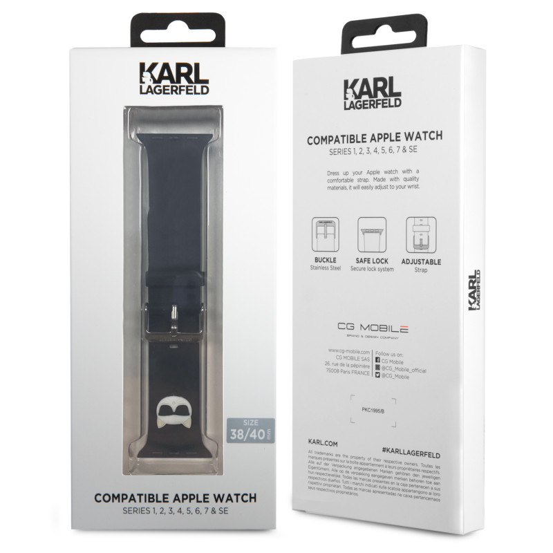 Каишка за часовник Karl Lagerfeld Choupette Head Watch Strap за Apple Watch 38/40mm - Черна