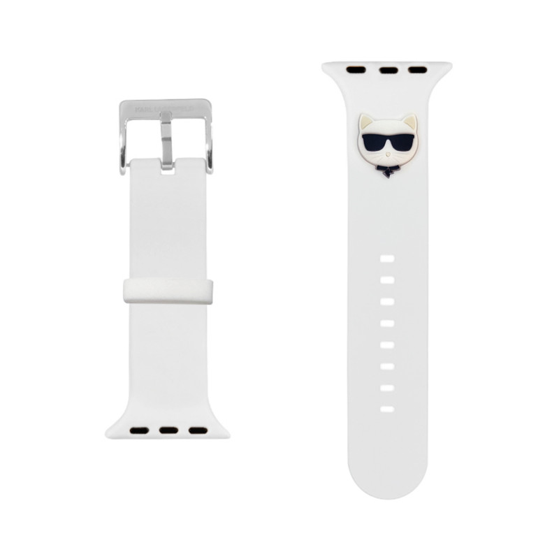 Каишка за часовник Karl Lagerfeld Choupette Head Watch Strap за Apple Watch 38/40mm - Бяла