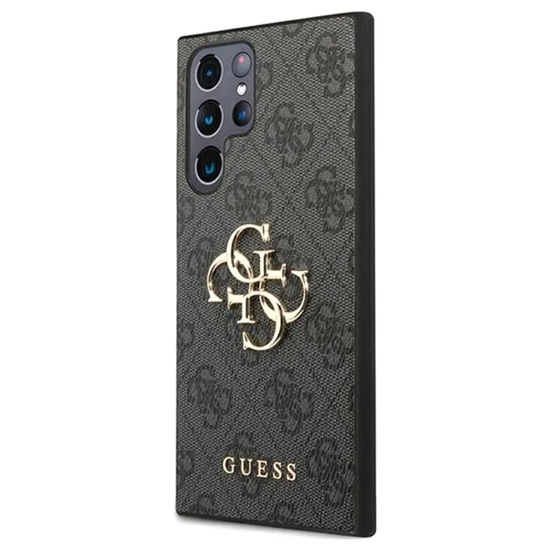 Гръб Guess за Samsung Galaxy S22 Ultra, PU, 4G Metal Logo Case, Сив