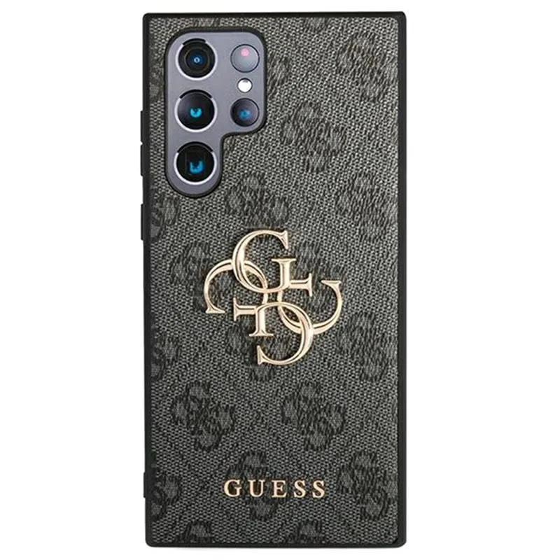 Гръб Guess за Samsung Galaxy S22 Ultra, PU, 4G Metal Logo Case, Сив