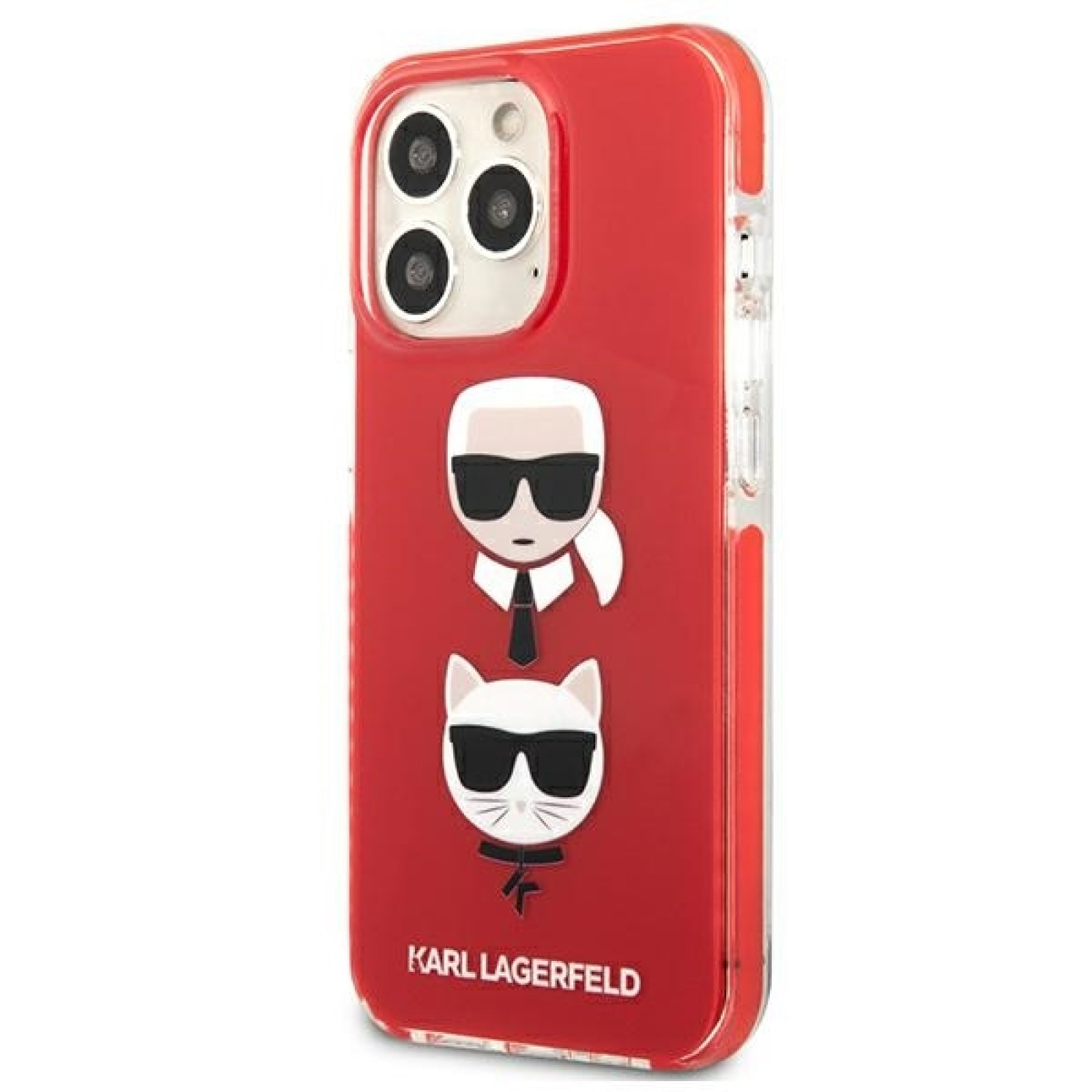 Гръб Karl LagerfeldTPE Karl and Choupette Heads Case за iPhone 13 Pro - Червен