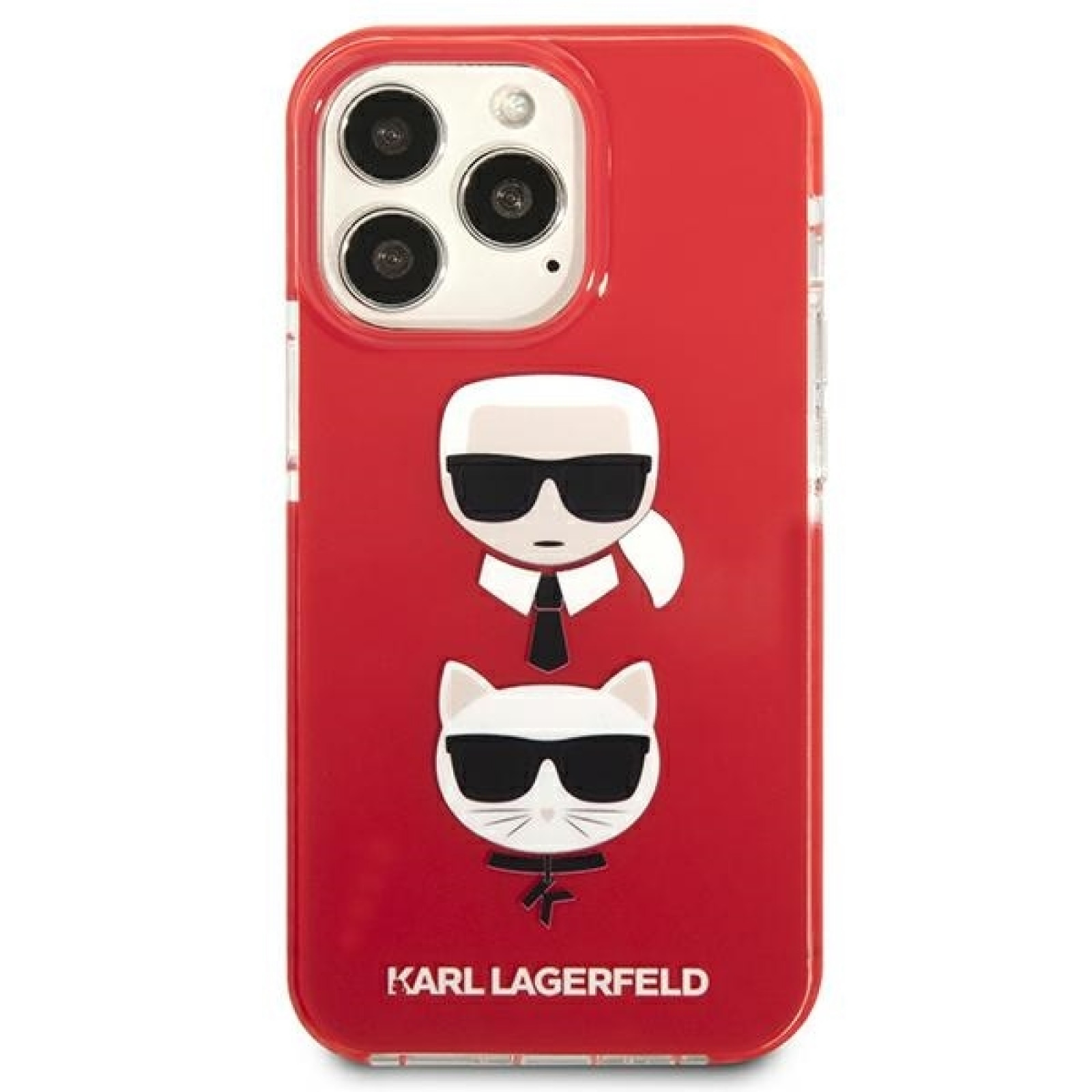 Гръб Karl LagerfeldTPE Karl and Choupette Heads Case за iPhone 13 Pro - Червен