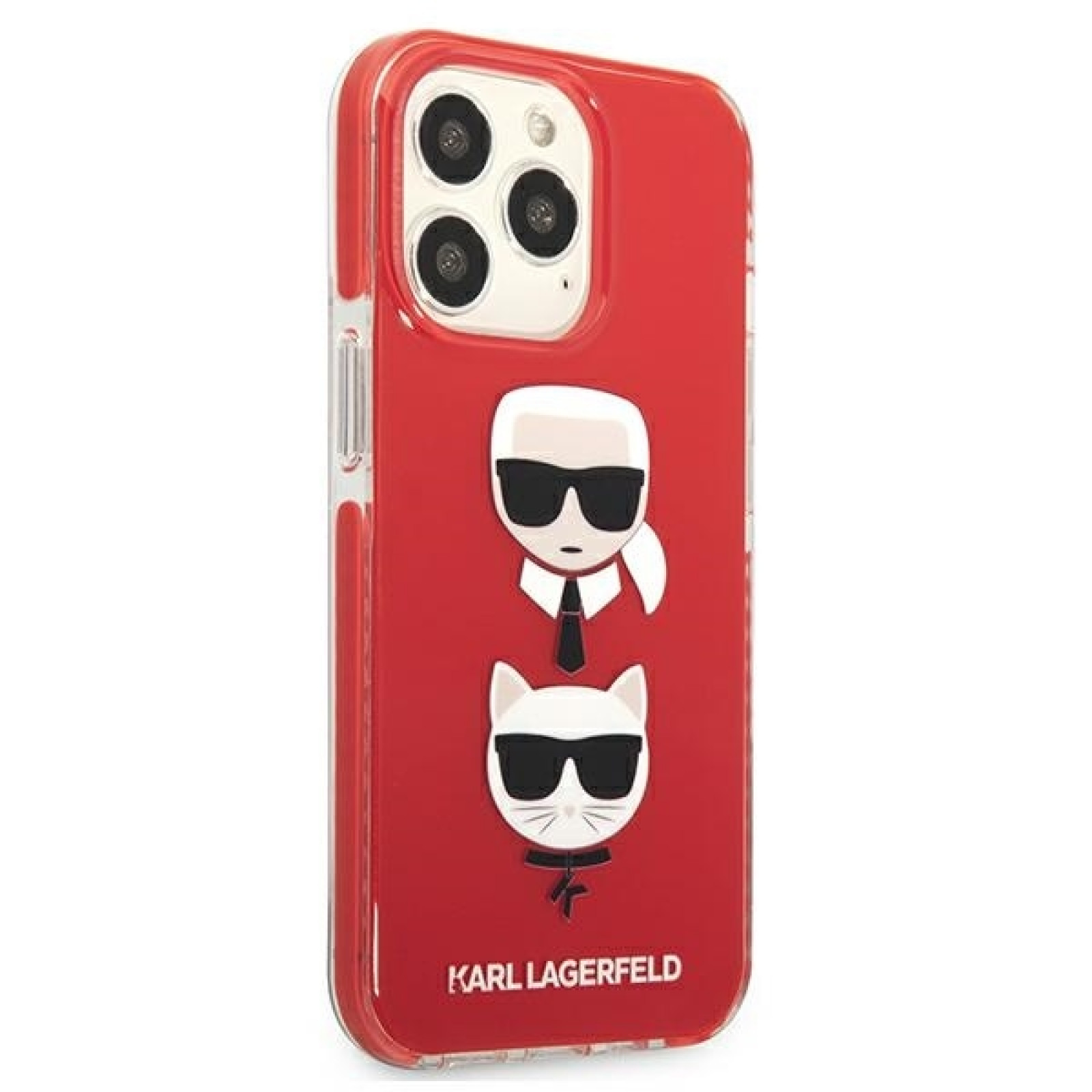 Гръб Karl LagerfeldTPE Karl and Choupette Heads Case за iPhone 13 Pro - Червен