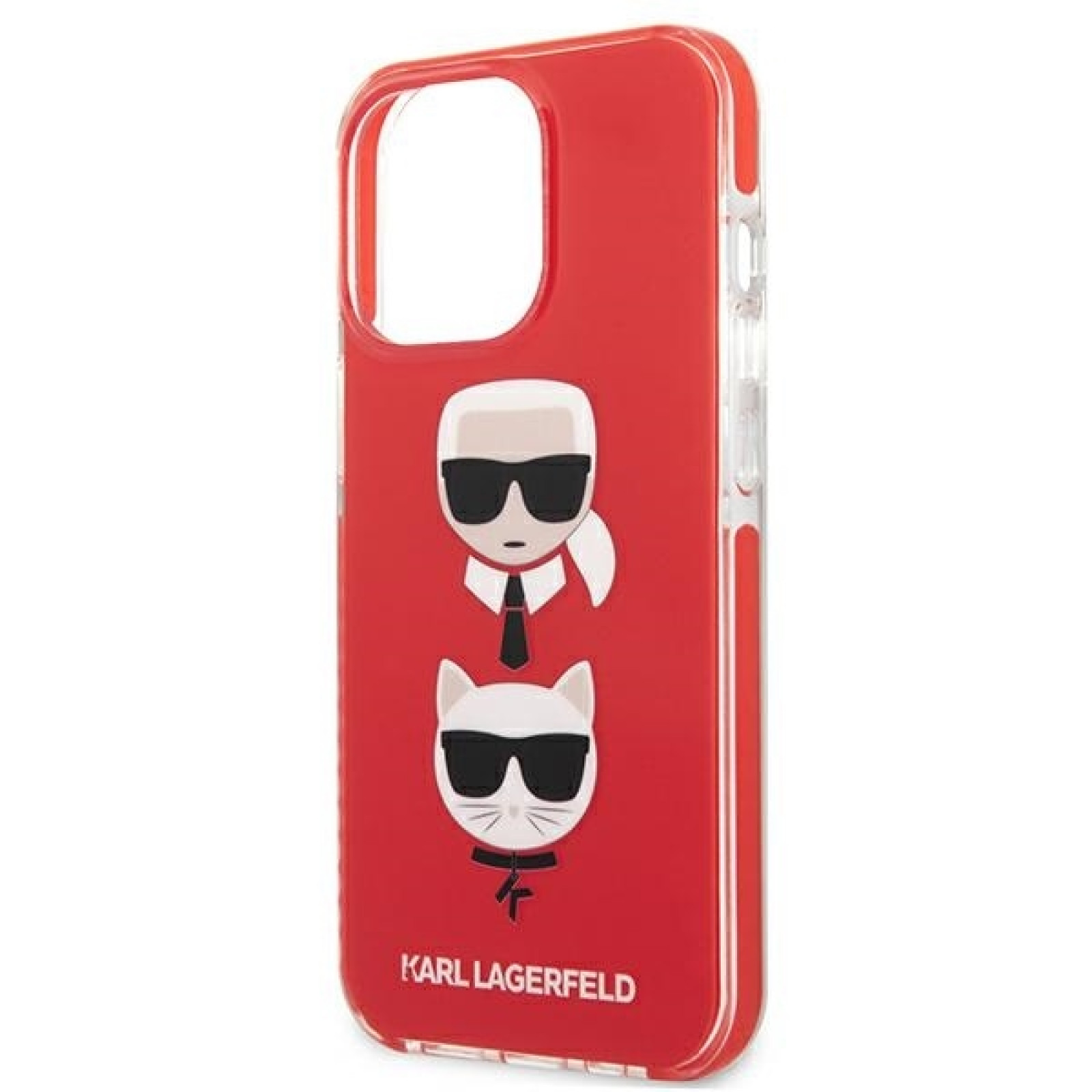 Гръб Karl LagerfeldTPE Karl and Choupette Heads Case за iPhone 13 Pro - Червен