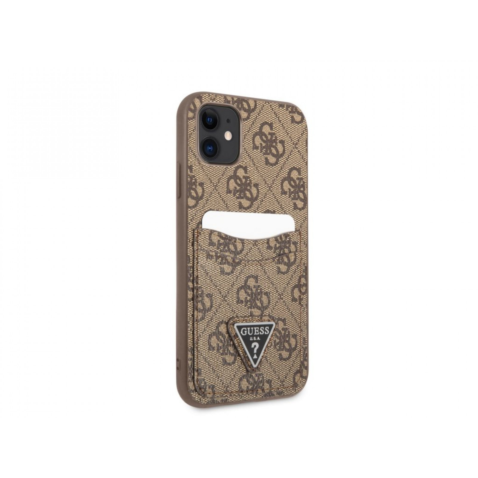 Гръб Guess 4G Saffiano Double Card Case за iPhone 11 - Кафяв