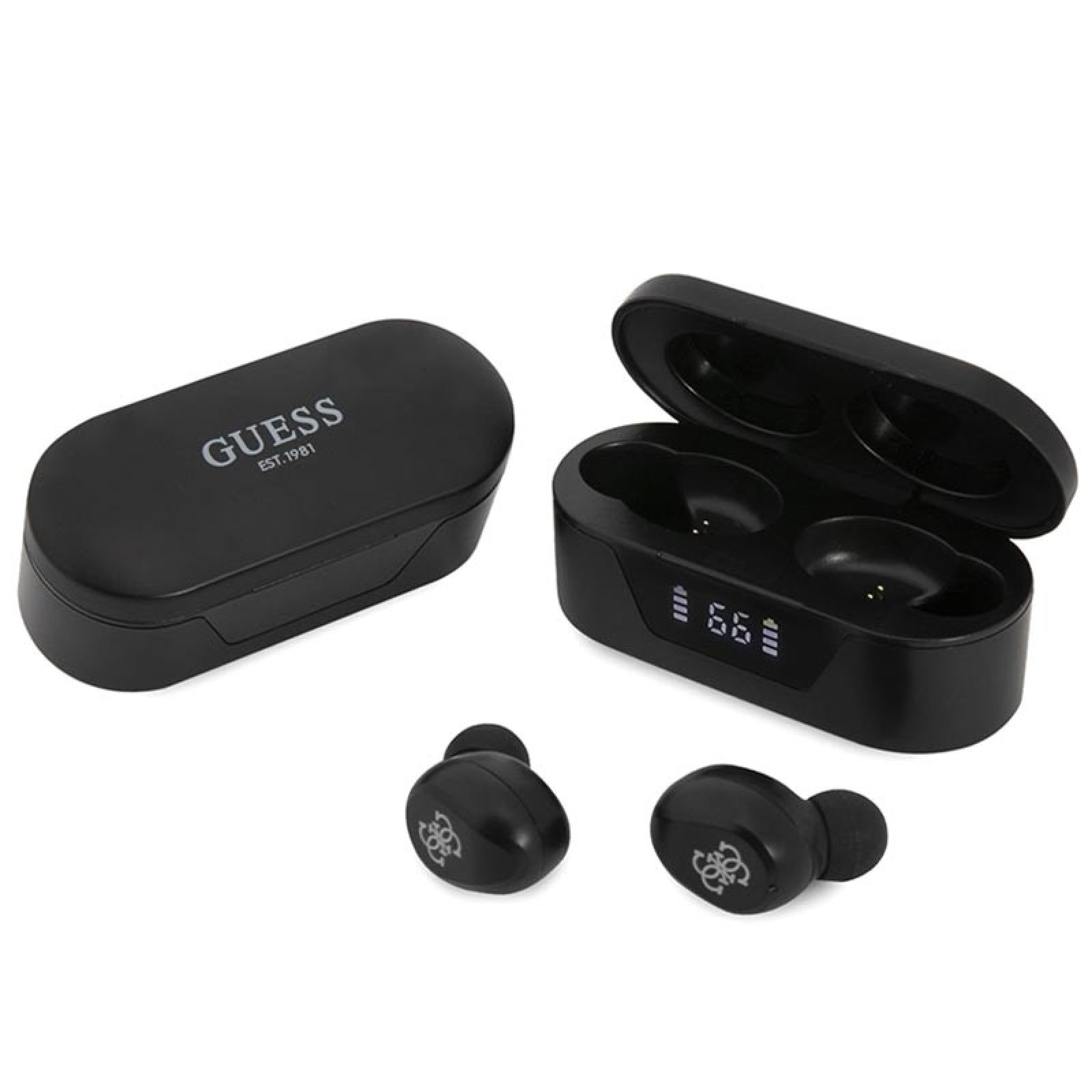 Bluetooth слушалки Guess True Wireless Classic Logo BT5.0 5H Stereo Earphones - Черни