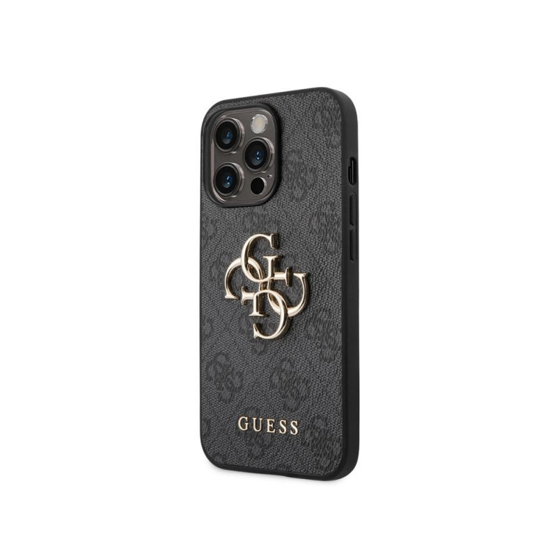 Гръб Guess PU 4G Metal Logo Case за iPhone 14 Pro  - Сив