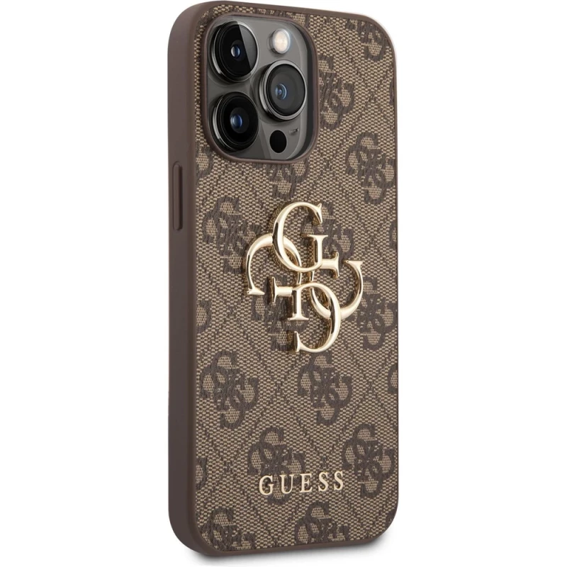 Гръб Guess PU 4G Metal Logo Case за iPhone 14 Pro  - Кафяв