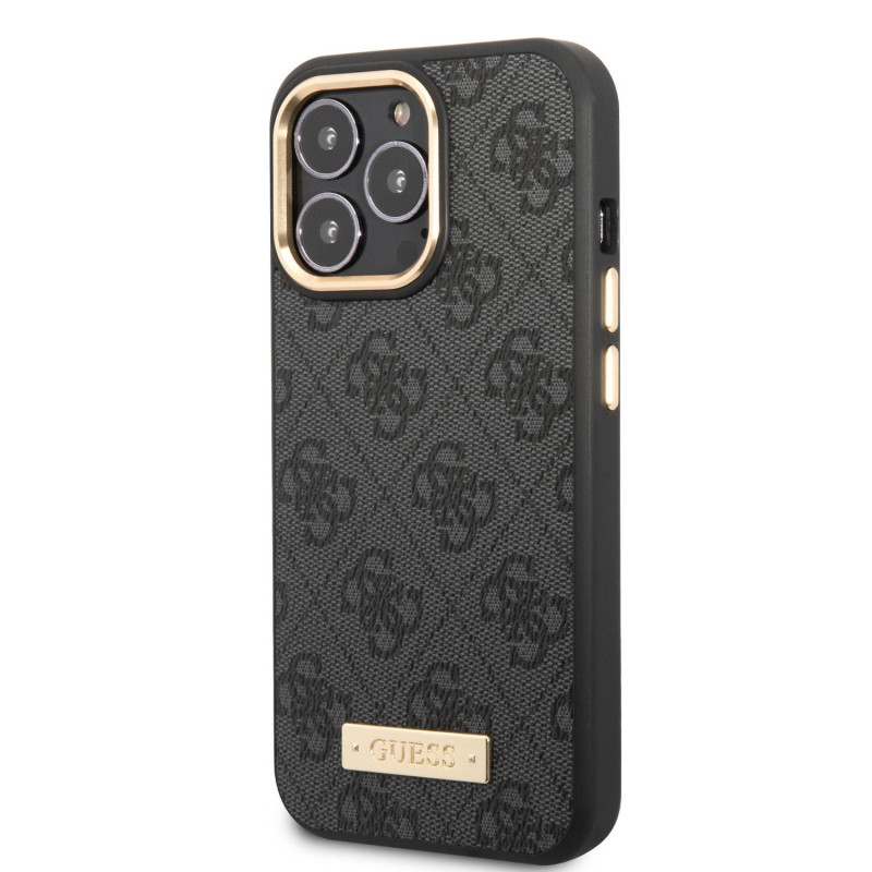 Гръб Guess PU 4G MagSafe Compatible Case за iPhone 14 Pro - Черен
