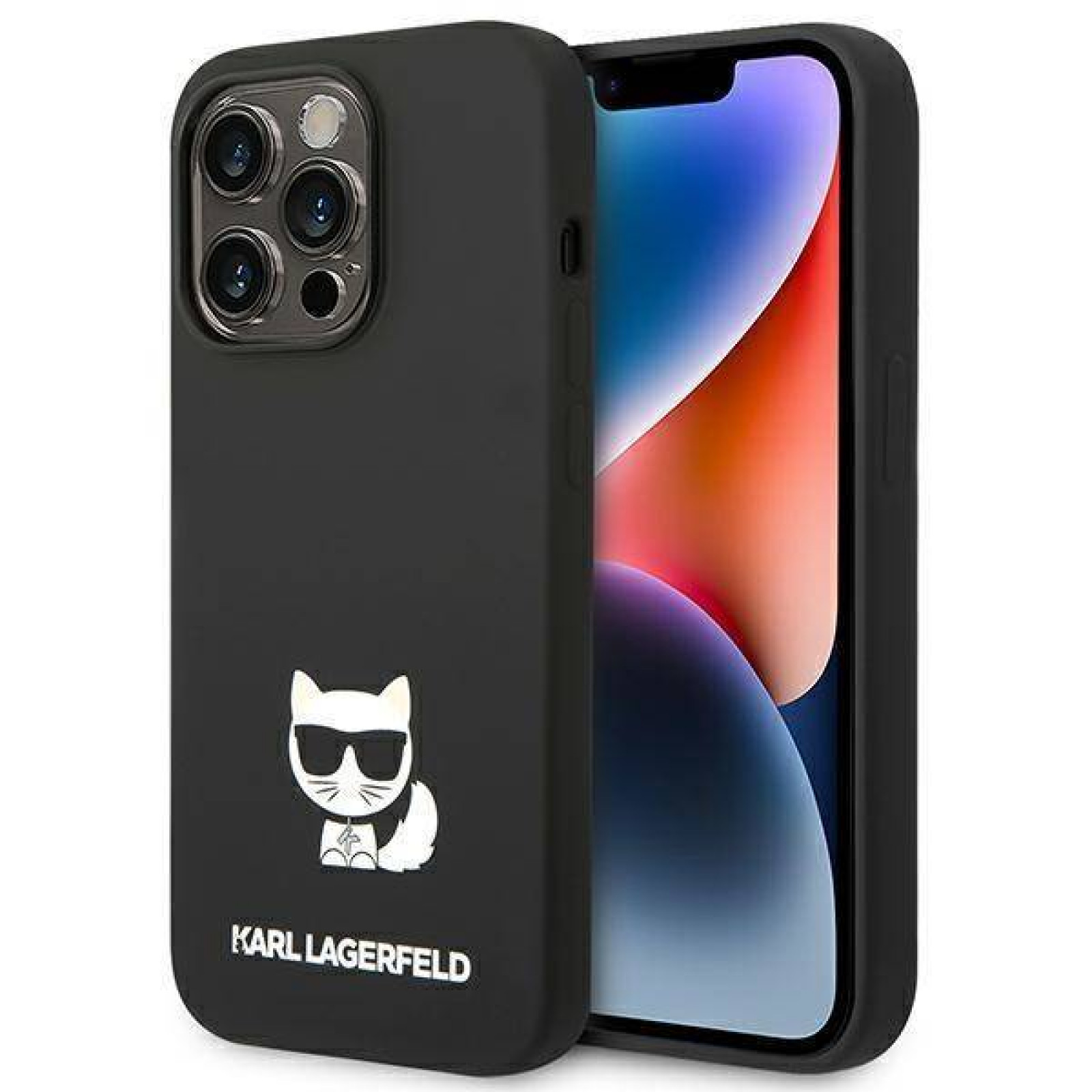 Гръб Karl Lagerfeld Liquid Silicone Choupette Case за iPhone 14 Pro Max - Черен