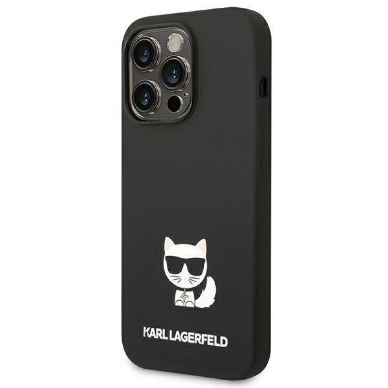 Гръб Karl Lagerfeld Liquid Silicone Choupette Case за iPhone 14 Pro Max - Черен