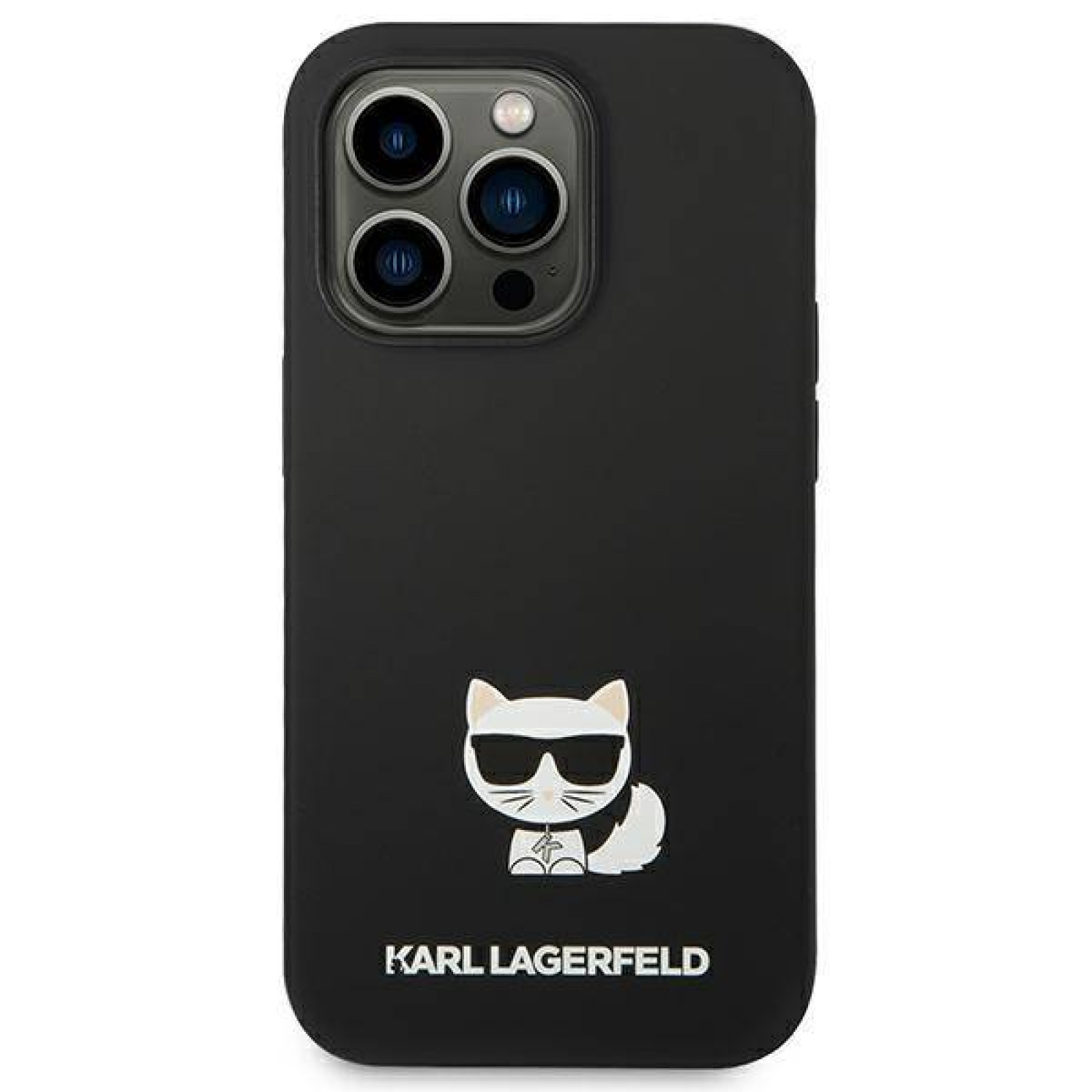 Гръб Karl Lagerfeld Liquid Silicone Choupette Case за iPhone 14 Pro Max - Черен