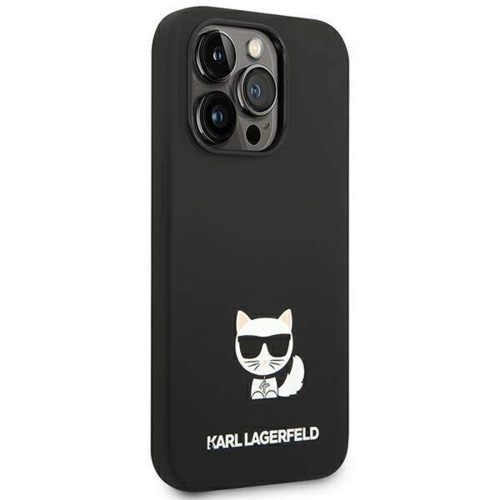 Гръб Karl Lagerfeld Liquid Silicone Choupette Case за iPhone 14 Pro Max - Черен