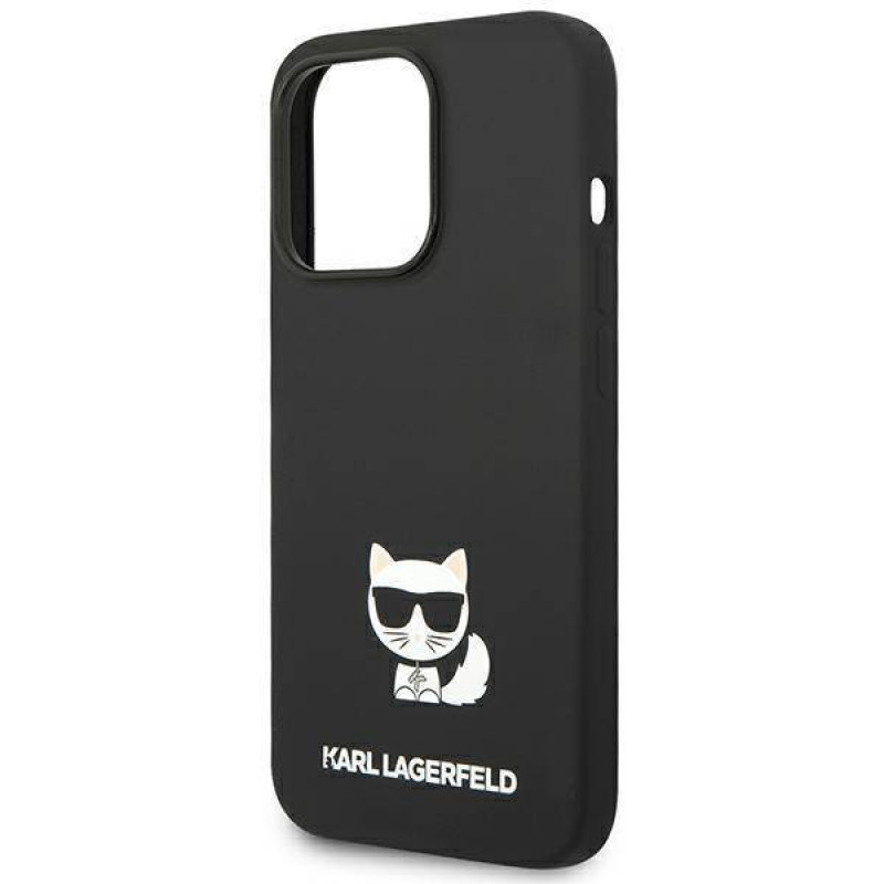 Гръб Karl Lagerfeld Liquid Silicone Choupette Case за iPhone 14 Pro Max - Черен