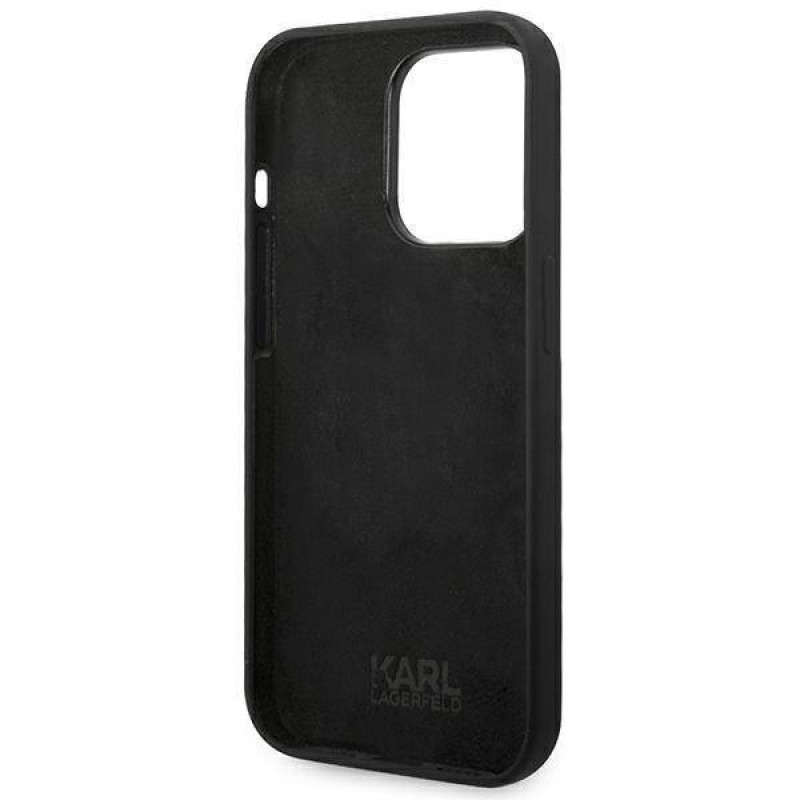 Гръб Karl Lagerfeld Liquid Silicone Choupette Case за iPhone 14 Pro Max - Черен