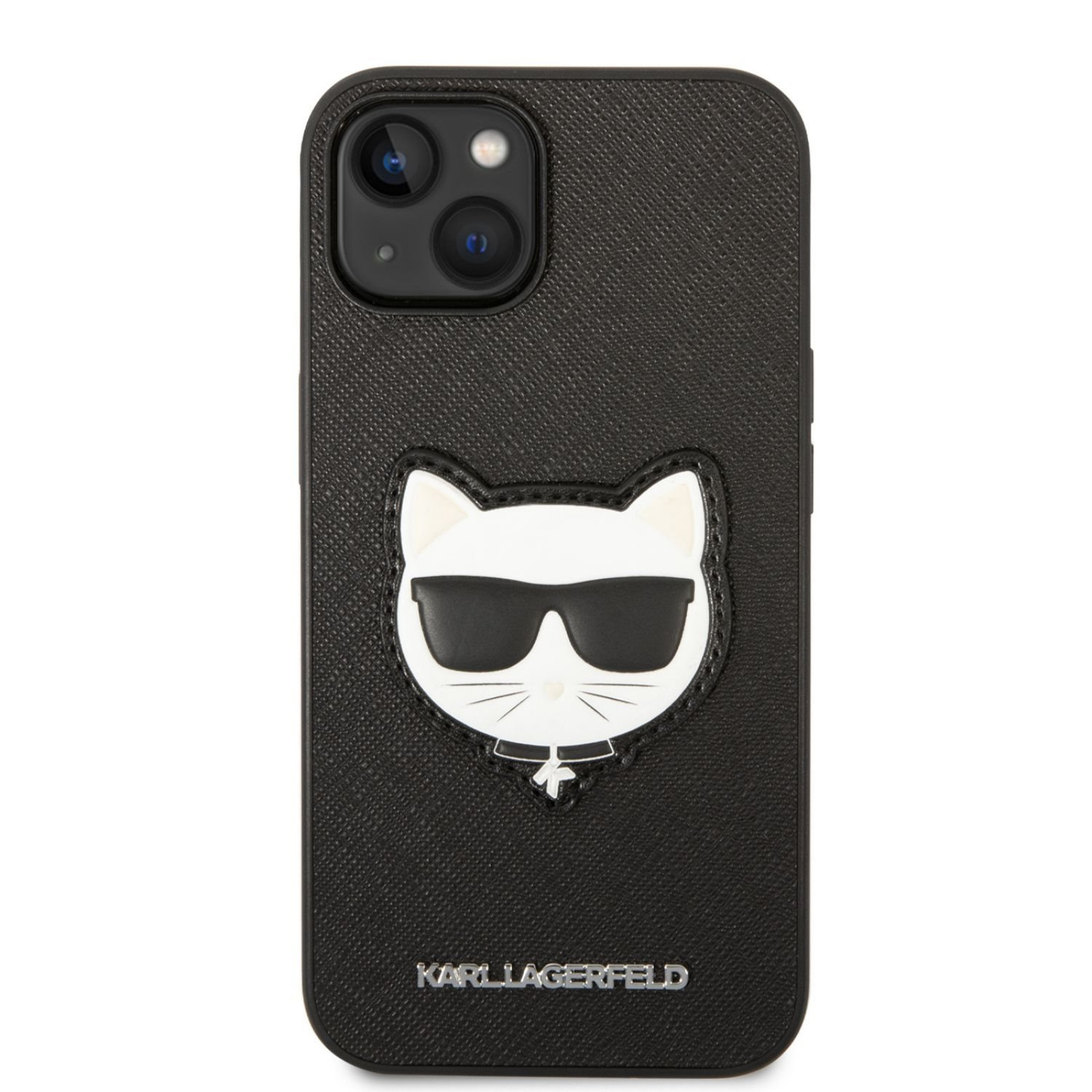 Гръб Karl Lagerfeld PU Saffiano Choupette Head Case за iPhone 14 - Черен