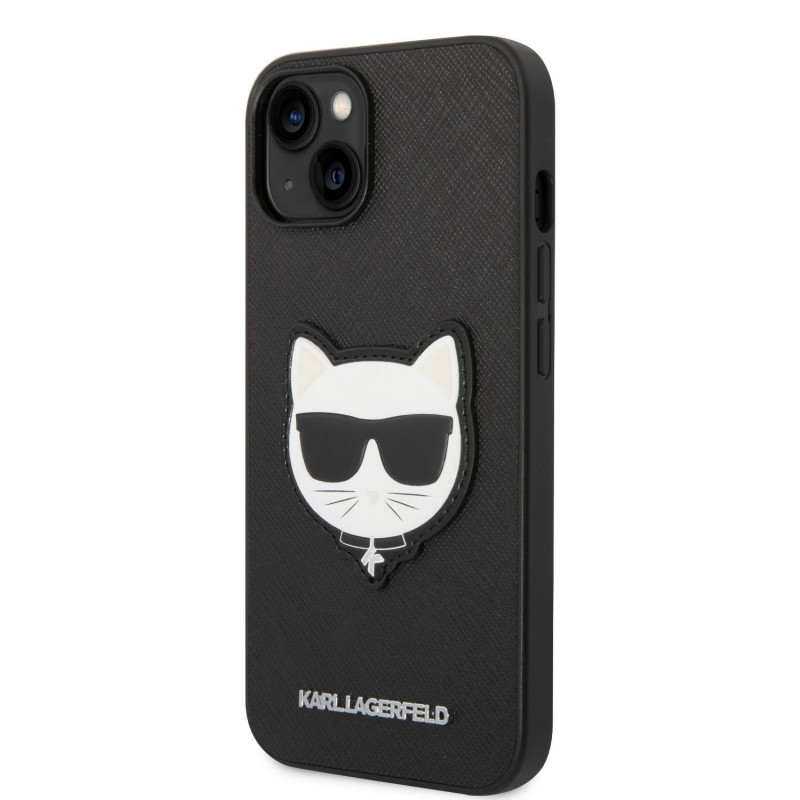 Гръб Karl Lagerfeld PU Saffiano Choupette Head Case за iPhone 14 - Черен