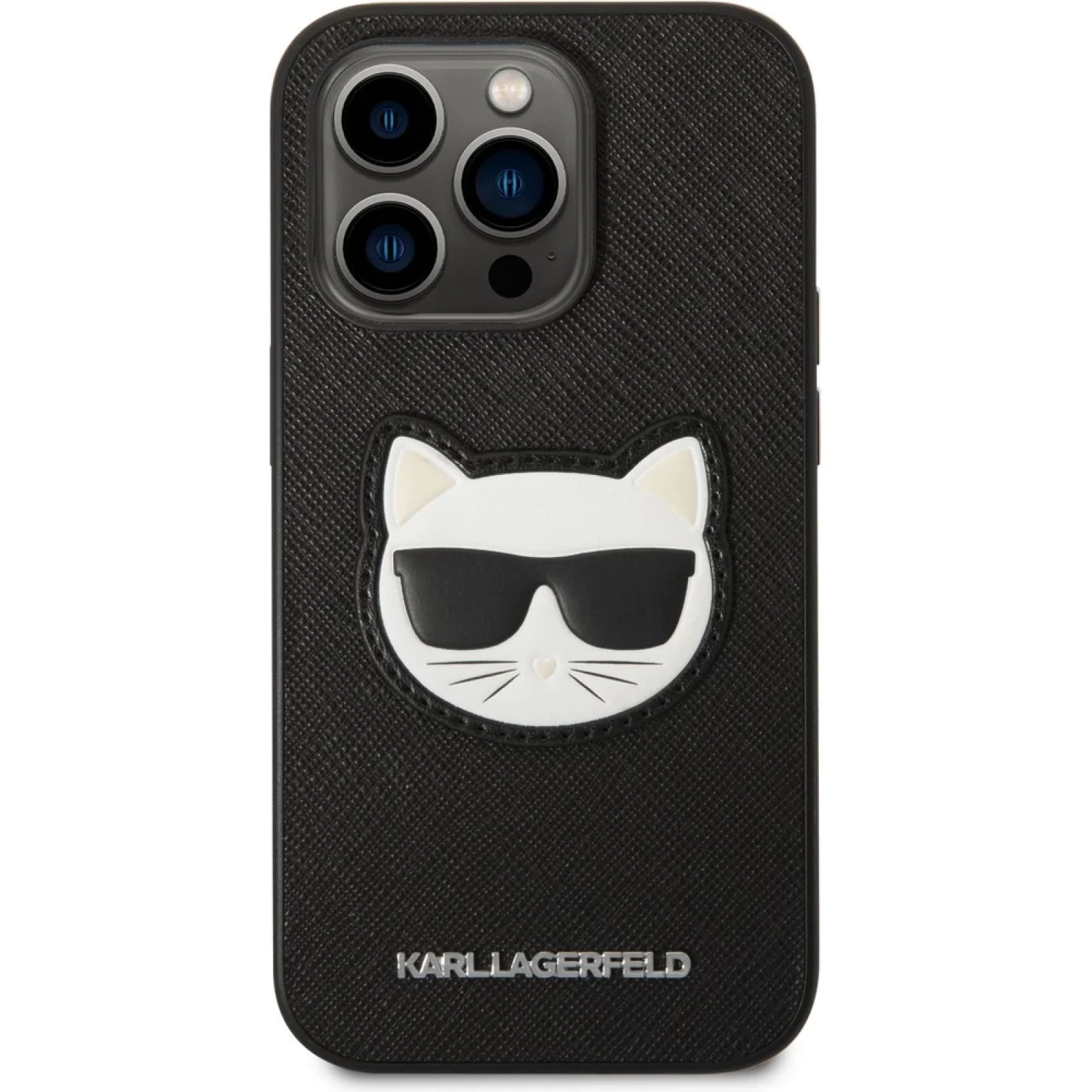 Гръб Karl Lagerfeld PU Saffiano Choupette Head Case за iPhone 14 Pro Max - Черен