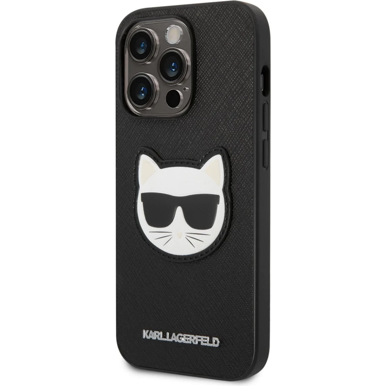 Гръб Karl Lagerfeld PU Saffiano Choupette Head Case за iPhone 14 Pro Max - Черен