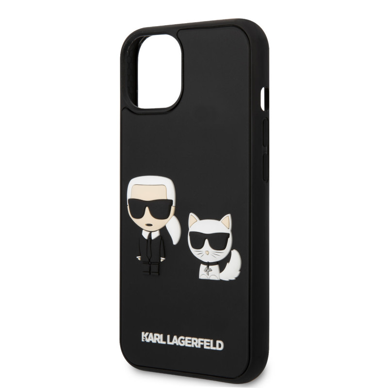 Гръб Karl Lagerfeld and Choupette 3D Case за iPhone 14/13 - Черен