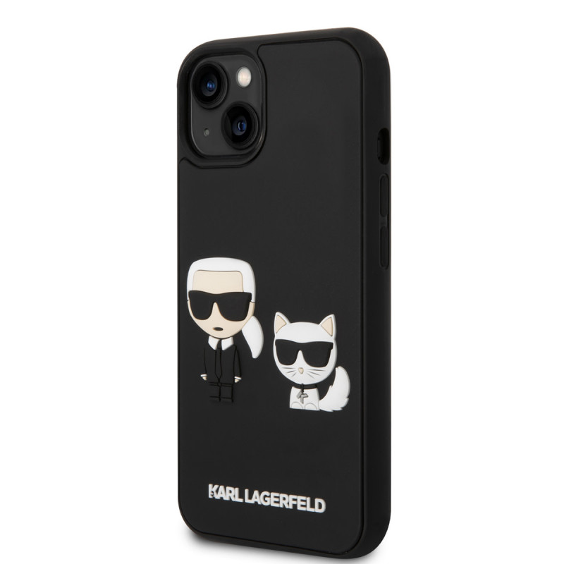 Гръб Karl Lagerfeld and Choupette 3D Case за iPhone 14 Plus - Черен