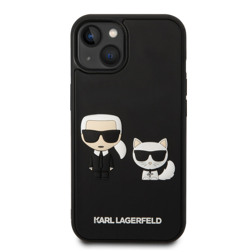 Гръб Karl Lagerfeld and Choupette 3D Case за iPhone 14 Plus - Черен