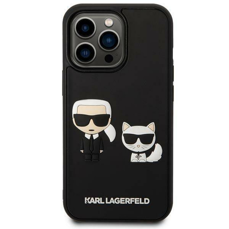 Гръб Karl Lagerfeld and Choupette 3D Case за iPhone 14 Pro Max - Черен