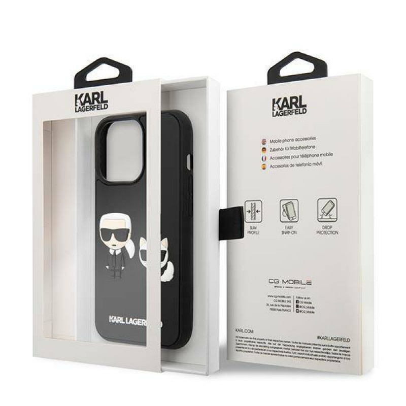 Гръб Karl Lagerfeld and Choupette 3D Case за iPhone 14 Pro Max - Черен