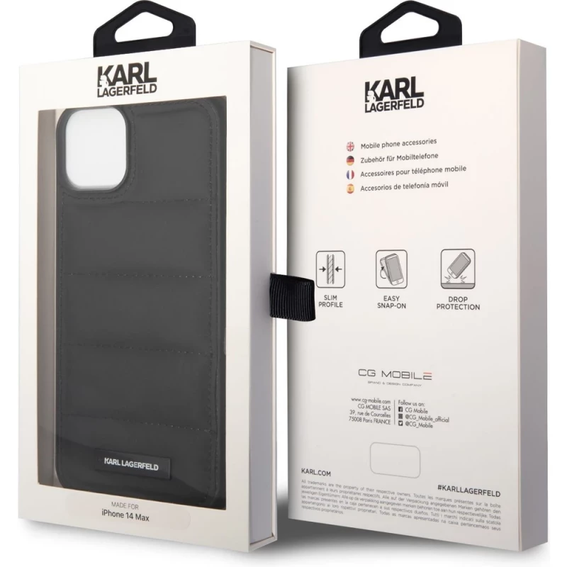 Гръб Karl Lagerfeld Quilted Puffy Metal Logo Case за iPhone 14 Plus - Черен