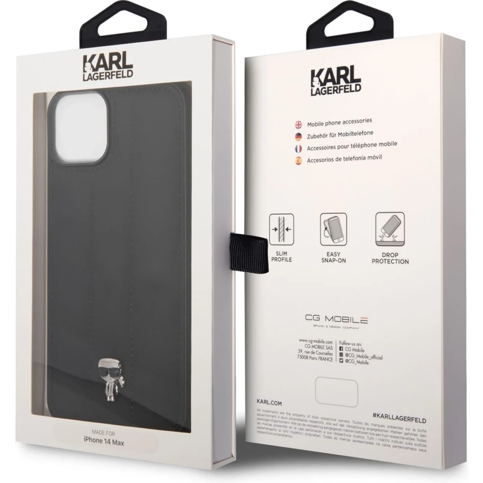 Гръб Karl Lagerfeld Quilted Puffy Ikonik Logo Case за iPhone 14 Plus - Черен