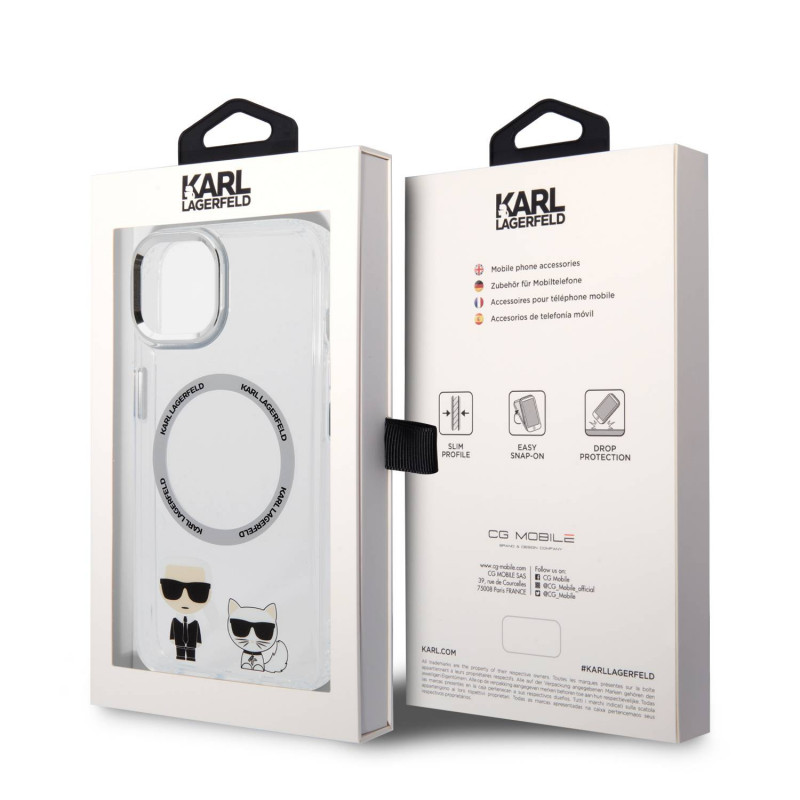 Гръб Karl Lagerfeld MagSafe Compatible Case Гръб Karl and Choupette за iPhone 14 Plus - Прозрачен