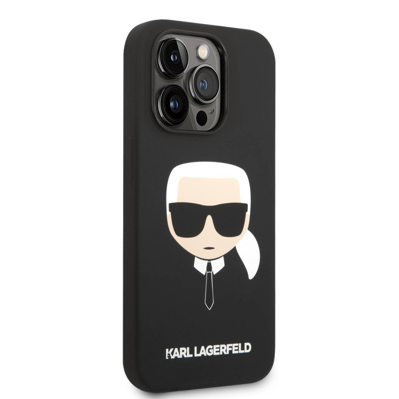 Гръб Karl Lagerfeld MagSafe Compatible Case Liquid Silicone Гръб Karl Head за iPhone 14 Pro Max - Черен