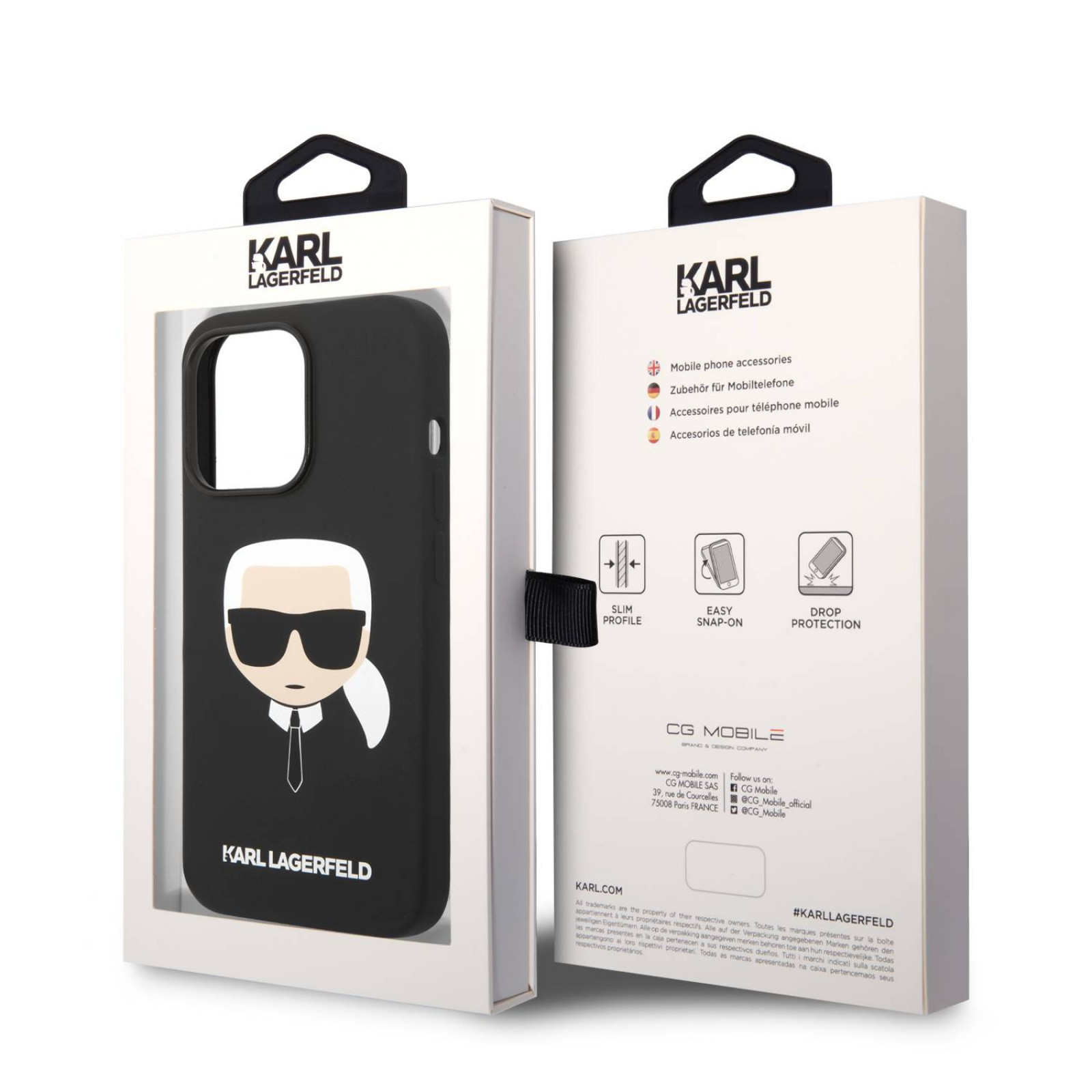 Гръб Karl Lagerfeld MagSafe Compatible Case Liquid Silicone, Karl Head за iPhone 14 Pro Max - Черен