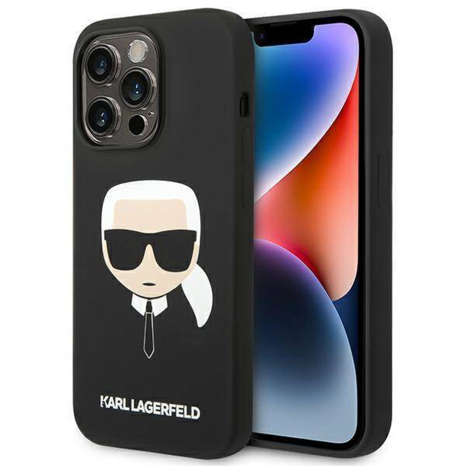 Гръб Karl Lagerfeld Liquid Silicone Гръб Karl Head Case за iPhone 14 Pro Max - Черен