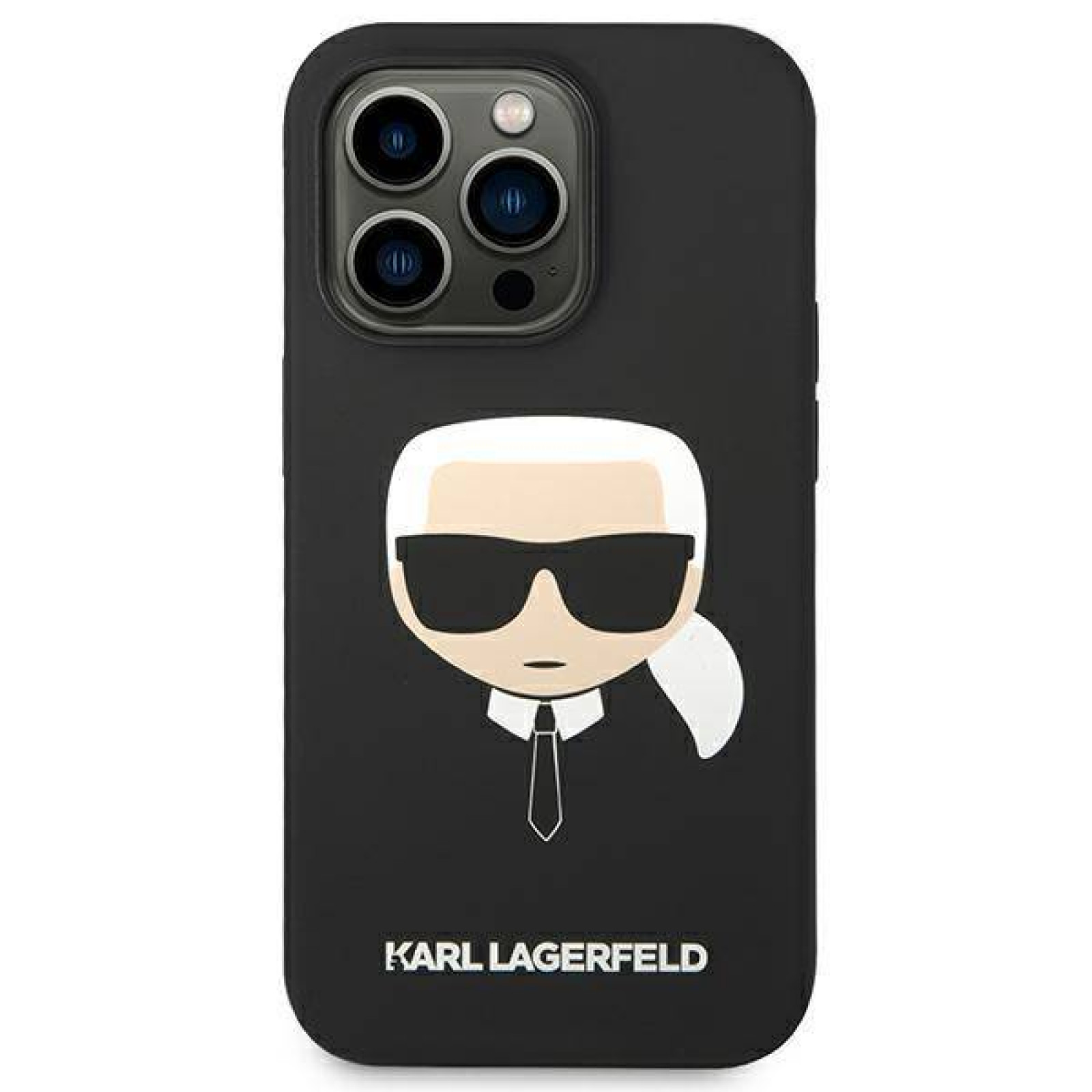 Гръб Karl Lagerfeld Liquid Silicone Гръб Karl Head Case за iPhone 14 Pro Max - Черен